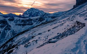 Preview wallpaper mountain, snow, peaks, tre cime di lavaredo, mountain range