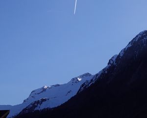 Preview wallpaper mountain, snow, plane, trail, nature