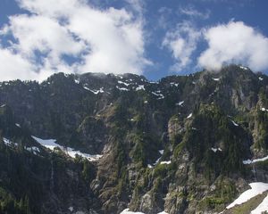 Preview wallpaper mountain, snow, river, bottom