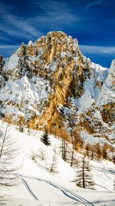 Preview wallpaper mountain, snow, rock, slope, winter
