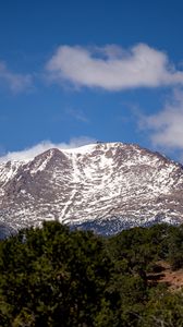 Preview wallpaper mountain, snow, slope, trees, landscape, nature