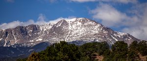 Preview wallpaper mountain, snow, slope, trees, landscape, nature