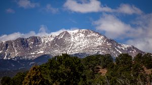 Preview wallpaper mountain, snow, slope, trees, landscape, nature