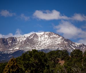 Preview wallpaper mountain, snow, slope, trees, landscape, nature