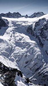 Preview wallpaper mountain, snow, slope, rocks, mont blanc, switzerland