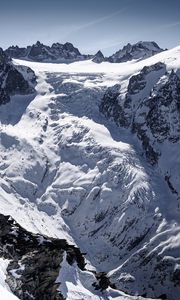 Preview wallpaper mountain, snow, slope, rocks, mont blanc, switzerland