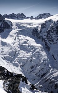 Preview wallpaper mountain, snow, slope, rocks, mont blanc, switzerland