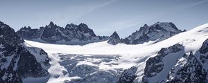 Preview wallpaper mountain, snow, slope, rocks, mont blanc, switzerland