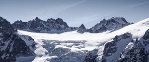 Preview wallpaper mountain, snow, slope, rocks, mont blanc, switzerland