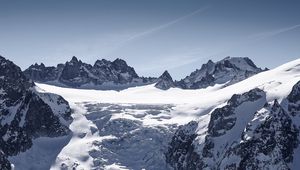 Preview wallpaper mountain, snow, slope, rocks, mont blanc, switzerland