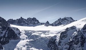 Preview wallpaper mountain, snow, slope, rocks, mont blanc, switzerland