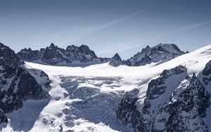 Preview wallpaper mountain, snow, slope, rocks, mont blanc, switzerland