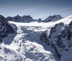 Preview wallpaper mountain, snow, slope, rocks, mont blanc, switzerland