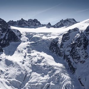 Preview wallpaper mountain, snow, slope, rocks, mont blanc, switzerland