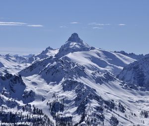 Preview wallpaper mountain, snow, slope, landscape, trees