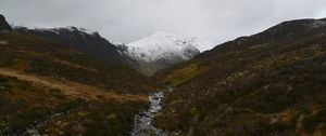 Preview wallpaper mountain, snow, slopes, stream