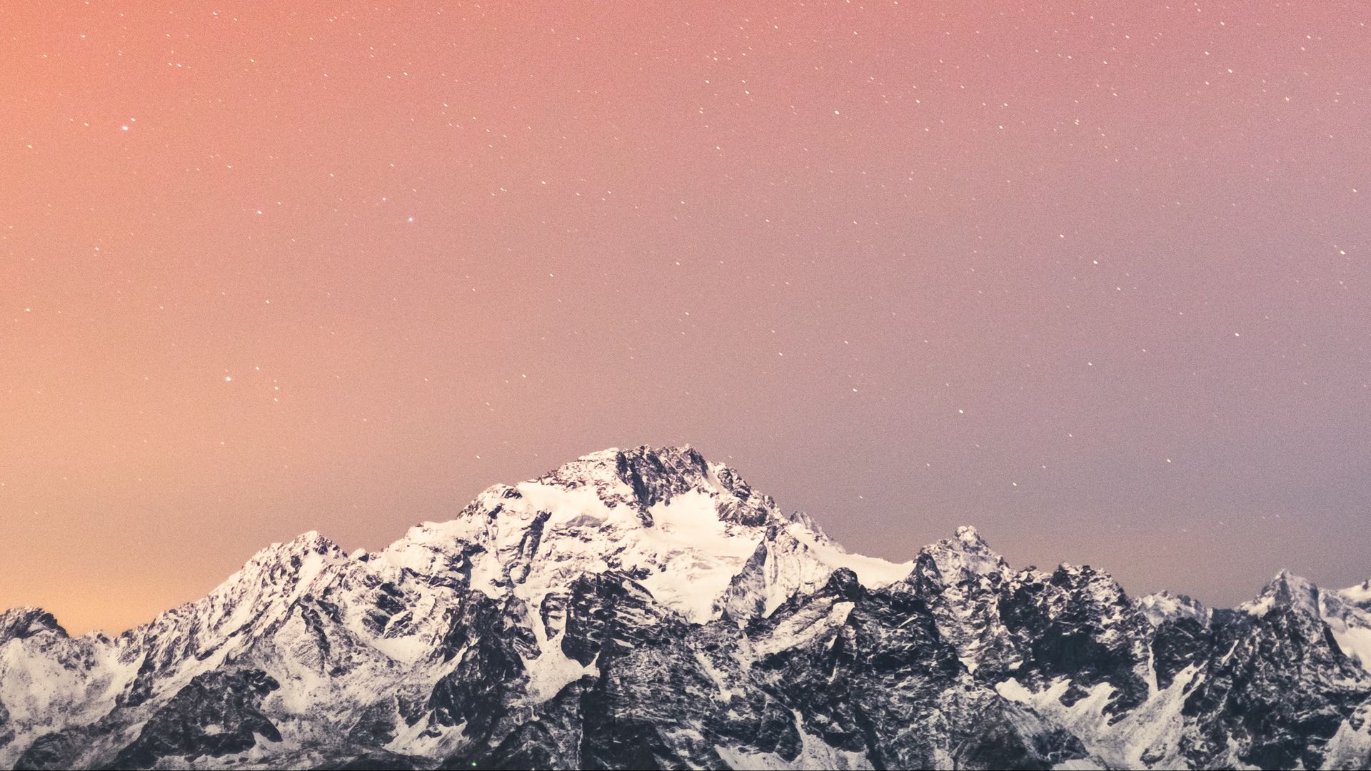 Download wallpaper 1920x1080 mountain, snow, starry sky, peak, night ...