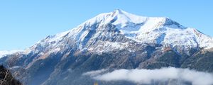 Preview wallpaper mountain, snow, trees, landscape, nature, grass