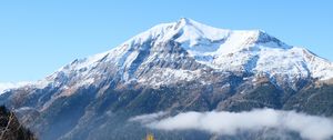 Preview wallpaper mountain, snow, trees, landscape, nature, grass