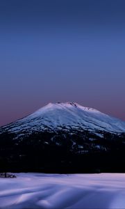 Preview wallpaper mountain, snow, trees, winter, twilight, nature