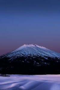 Preview wallpaper mountain, snow, trees, winter, twilight, nature