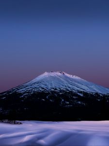 Preview wallpaper mountain, snow, trees, winter, twilight, nature