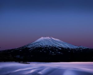 Preview wallpaper mountain, snow, trees, winter, twilight, nature