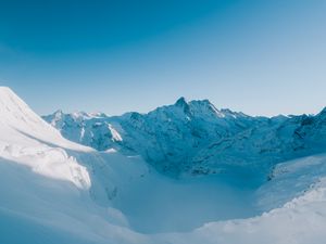 Preview wallpaper mountain, snow, winter, snowy, mountain landscape