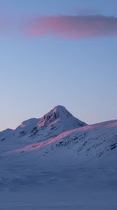 Preview wallpaper mountain, snow, winter, landscape, sunrise
