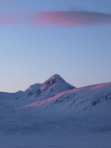 Preview wallpaper mountain, snow, winter, landscape, sunrise
