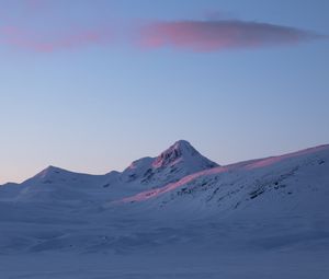 Preview wallpaper mountain, snow, winter, landscape, sunrise