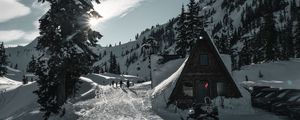 Preview wallpaper mountain, snowy, snow, house, winter, resort