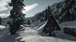 Preview wallpaper mountain, snowy, snow, house, winter, resort