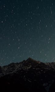 Preview wallpaper mountain, starry sky, night, glitter, uplands