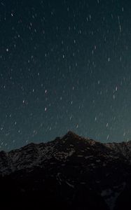 Preview wallpaper mountain, starry sky, night, glitter, uplands