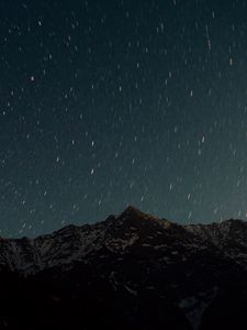 Preview wallpaper mountain, starry sky, night, glitter, uplands