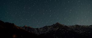 Preview wallpaper mountain, starry sky, night, glitter, uplands