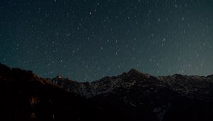 Preview wallpaper mountain, starry sky, night, glitter, uplands