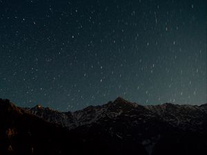 Preview wallpaper mountain, starry sky, night, glitter, uplands