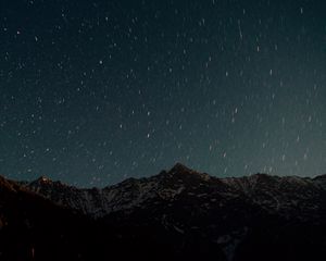 Preview wallpaper mountain, starry sky, night, glitter, uplands