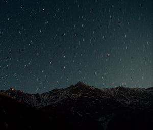 Preview wallpaper mountain, starry sky, night, glitter, uplands