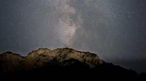 Preview wallpaper mountain, starry sky, night, dark