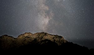 Preview wallpaper mountain, starry sky, night, dark