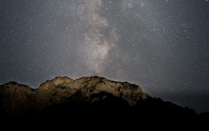 Preview wallpaper mountain, starry sky, night, dark