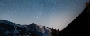 Preview wallpaper mountain, starry sky, night, dark, nature
