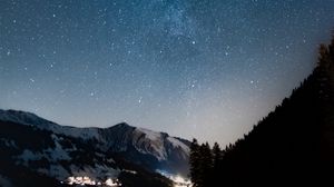 Preview wallpaper mountain, starry sky, night, dark, nature