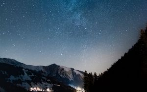 Preview wallpaper mountain, starry sky, night, dark, nature