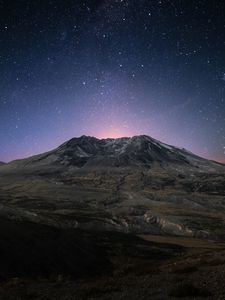 Preview wallpaper mountain, starry sky, stars, night, mountain landscape