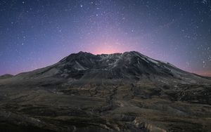 Preview wallpaper mountain, starry sky, stars, night, mountain landscape