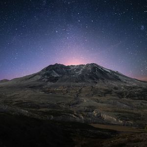 Preview wallpaper mountain, starry sky, stars, night, mountain landscape